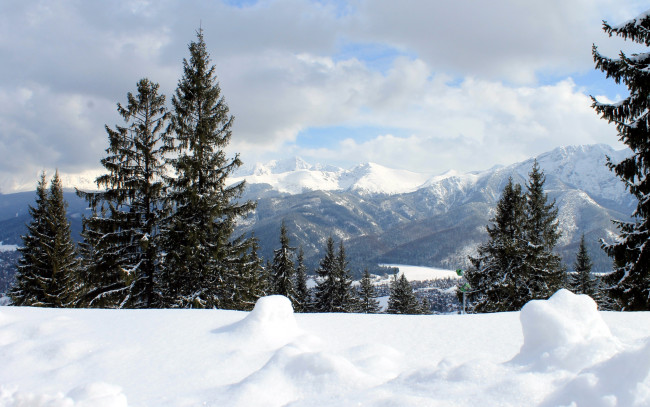 Обои картинки фото природа, зима, сугробы, снег, горы