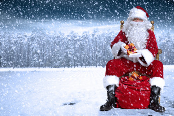обоя праздничные, дед мороз,  санта клаус, снег, мешок, зима, 2018, дед, мороз, подарки, новый, год