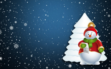 Картинка праздничные векторная+графика+ новый+год снег фон новый год елка рождество праздник настроение минимализм Ёлка снеговик зима