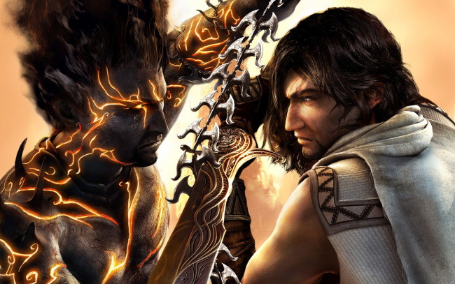 Обои картинки фото видео игры, prince of persia,  the two thrones, принц, демон, сражение, мечи