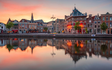 Картинка города -+улицы +площади +набережные нидерланды городской вид отражение вода здания набережная