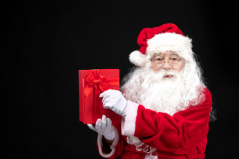 Картинка праздничные дед+мороз +санта+клаус санта клаус очки подарок коробка