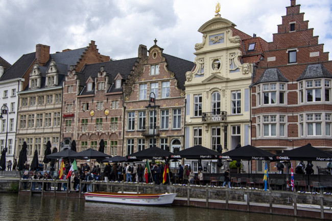 Обои картинки фото города, гент , бельгия, набережная, старинные, дома
