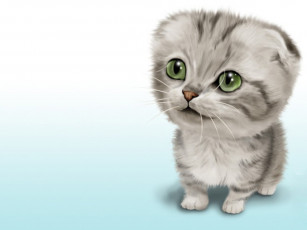 Картинка рисованные животные коты котик серенький пушистый