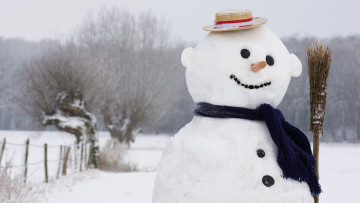 Картинка праздничные снеговики шляпа метла