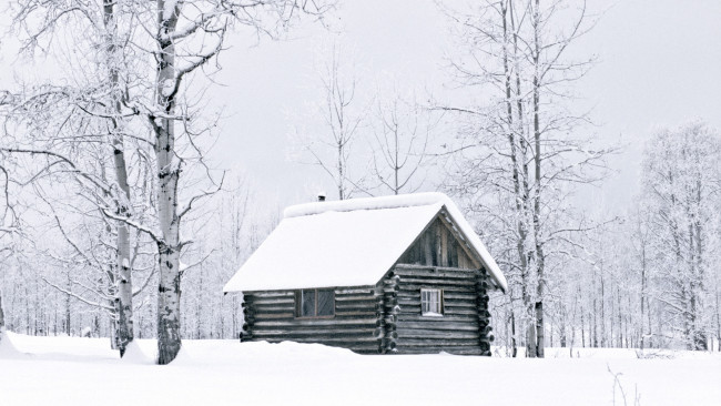 Обои картинки фото разное, сооружения, постройки, деревья, дом, снег
