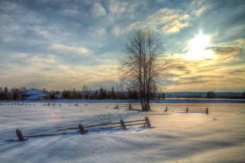 Картинка природа зима hdr россия снег закат