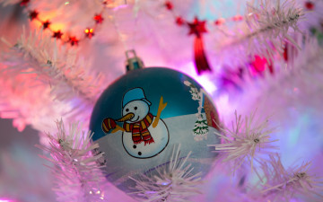 Картинка праздничные шарики игрушка украшение снеговик шарик