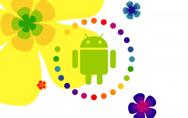 Обои картинки фото компьютеры, android, цветы, фон, логотип
