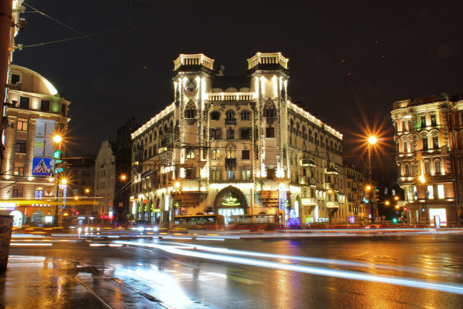 Обои картинки фото города, санкт-петербург,  петергоф , россия, ночь, огни