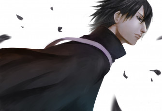Картинка аниме naruto art sasuke uchiha листва