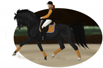 Картинка рисованное животные +лошади жокей лошадь ипподром