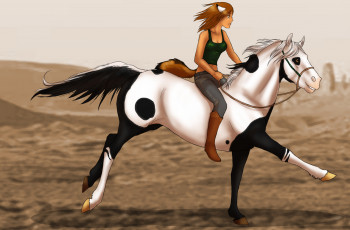 Картинка рисованное животные +лошади всадник лошадь
