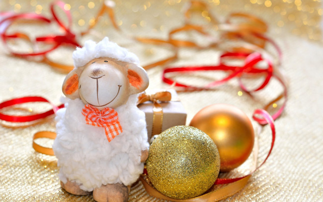Обои картинки фото праздничные, фигурки, новый, год, sheep, new, year, happy, украшения, 2015, овечка