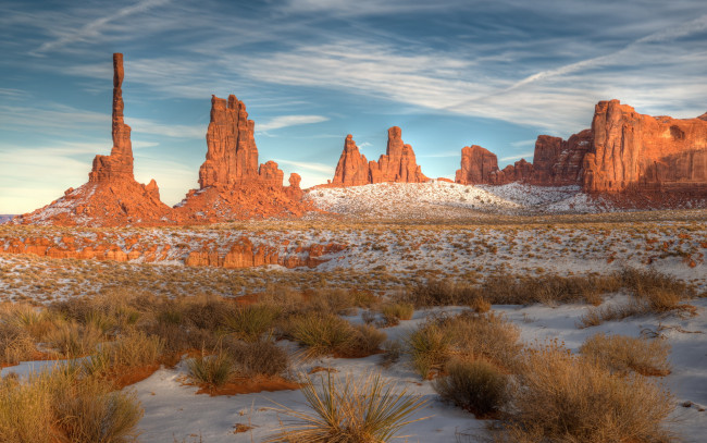 Обои картинки фото природа, горы, navajo, tribal, park, snow, utah, arizona, monument, valley