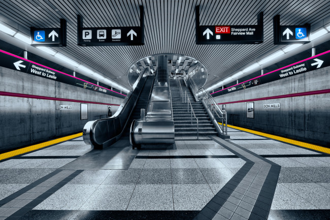 Обои картинки фото don mills subway station, техника, метро, эскалатор, метрополитен