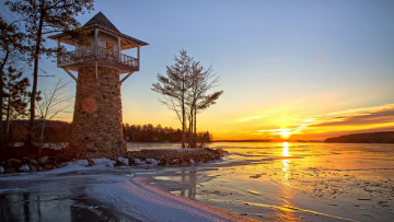 Картинка природа восходы закаты закат лед озеро