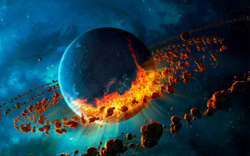 Картинка космос арт планета астероиды метеориты спутник атмосфера явление тьма пространство вселенная галактика облака вакуум бесконечность