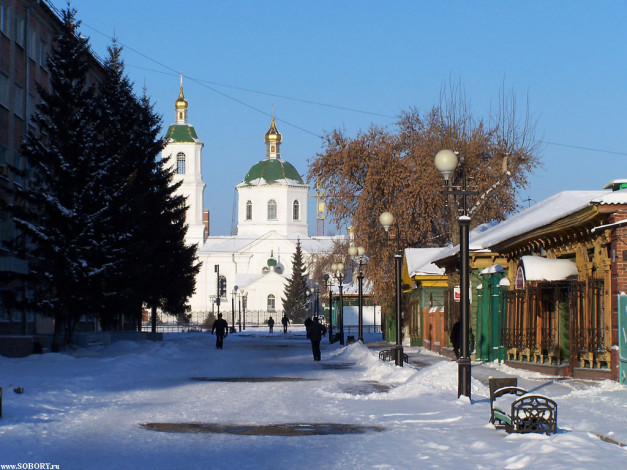 Обои картинки фото омск, зима, крестовоздвиженский, собор, города, православные, церкви, монастыри