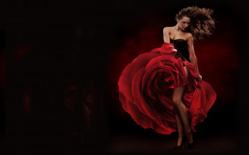 Картинка -Unsort+Креатив девушки unsort креатив танец роза цветок платье волосы