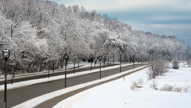 Обои картинки фото природа, дороги, дорога, снег, деревья