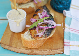 Картинка еда бутерброды +гамбургеры +канапе соус хлеб рыба