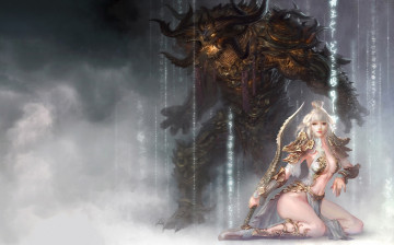 Картинка фэнтези красавицы+и+чудовища демон монстр меч девушка
