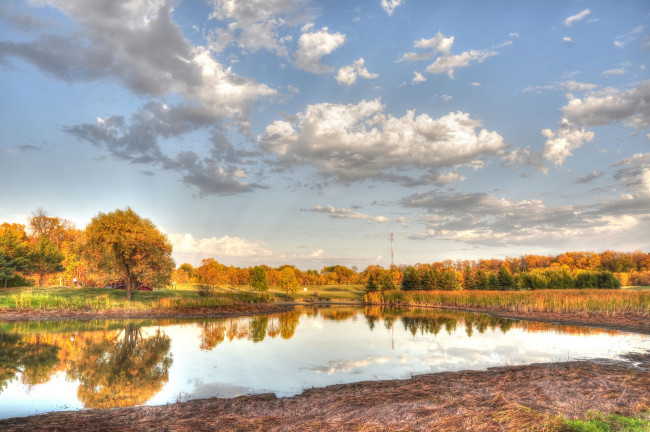 Обои картинки фото природа, реки, озера, осень, река, деревья, жёлтые