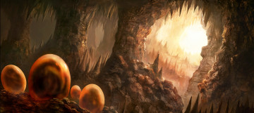 Картинка фэнтези иные+миры +иные+времена драконы яйца скалы пещера арт