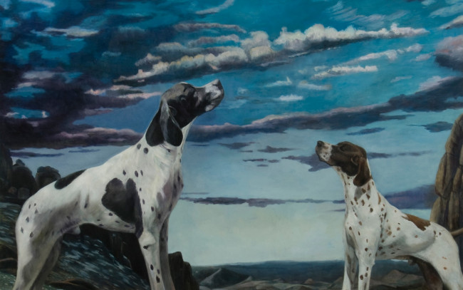 Обои картинки фото рисованное, животные,  собаки, картина, норвежский, художник, christer, karlstad, wonder, dog
