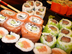 обоя еда, рыба,  морепродукты,  суши,  роллы, кухня, японская, роллы