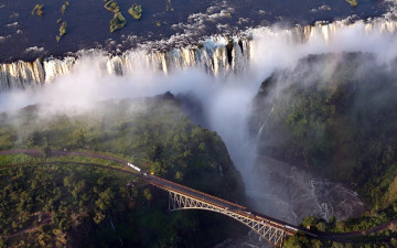 Картинка природа реки озера панорама водопад мост