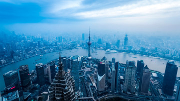 Картинка города шанхай+ китай шанхай вышка панорама