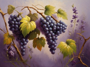 Картинка рисованное природа виноград живопись имитация живописи ии-арт нейросеть