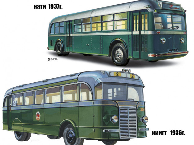 Обои картинки фото nati, 1937, vs, niigt, 1936, автомобили, автобусы