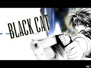 обоя black, cat, аниме