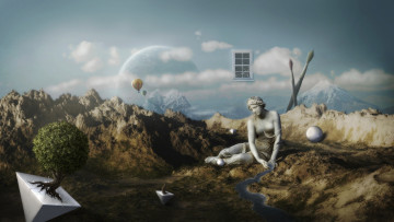 Картинка 3д графика fantasy фантазия горы кисти скульптура