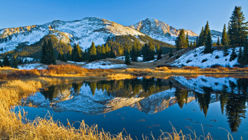 Картинка природа реки озера снег горы