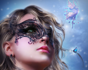 Картинка фэнтези девушки лицо маска фея