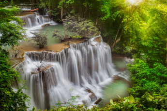 Картинка природа водопады thailand таиланд лес джунгли река водопад каскад поток деревья камни обработка