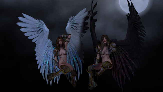 Обои картинки фото 3д графика, angel , ангел, демон