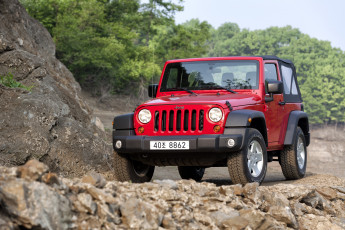 Картинка автомобили jeep jk красный eu-spec sport wrangler