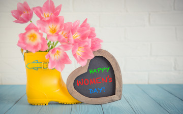 обоя праздничные, международный женский день - 8 марта, 8, марта, love, букет, праздник, розовые, тюльпаны, сердечко