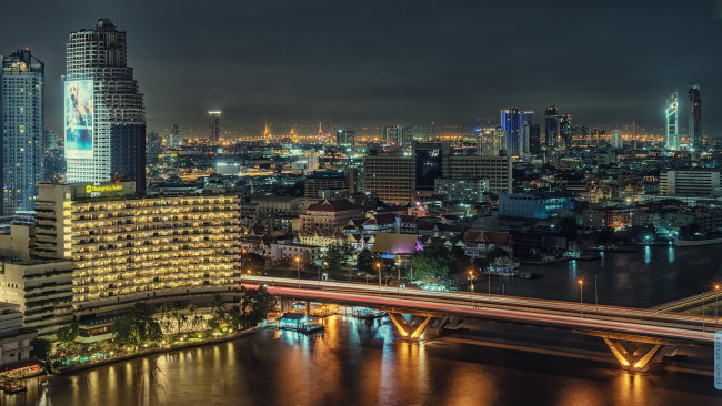 Обои картинки фото bangkok, города, бангкок , таиланд, огни, ночь