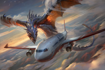 Картинка фэнтези драконы нападение