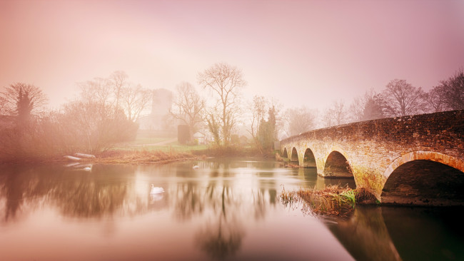 Обои картинки фото города, - мосты, мост, туман, река
