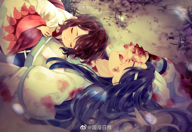Обои картинки фото аниме, mo dao zu shi, а-юань, лань, ванцзи, кровь