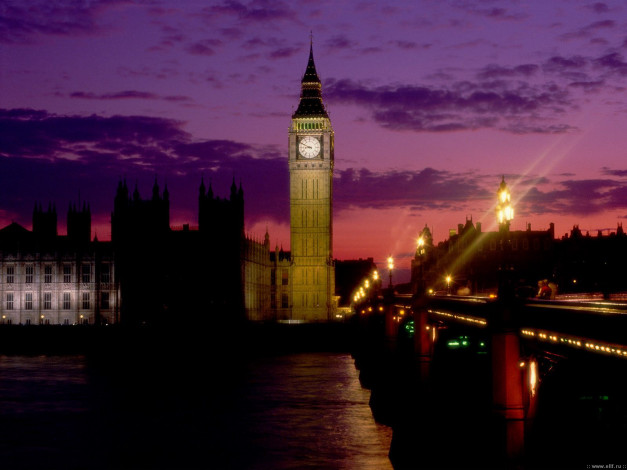 Обои картинки фото big, ben, at, dusk, london, england, города, лондон, великобритания