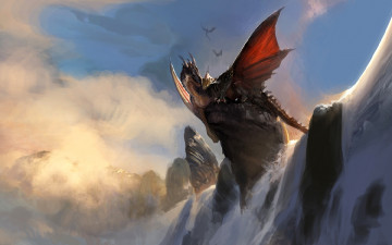 Картинка фэнтези драконы скалы