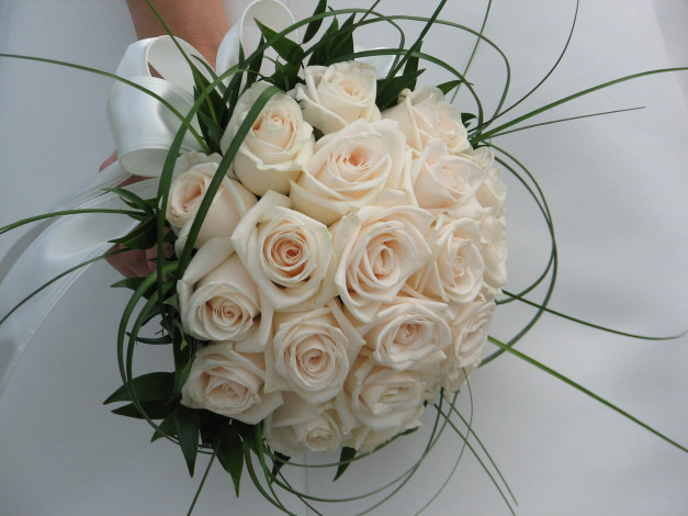 Обои картинки фото цветы, розы, букет, невесты